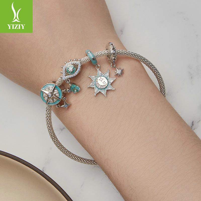 Delicate Opal Devil'S Eye Mangstar Silicone Positioning Bracelet Bead Separator 925 Silver Lucky Beads