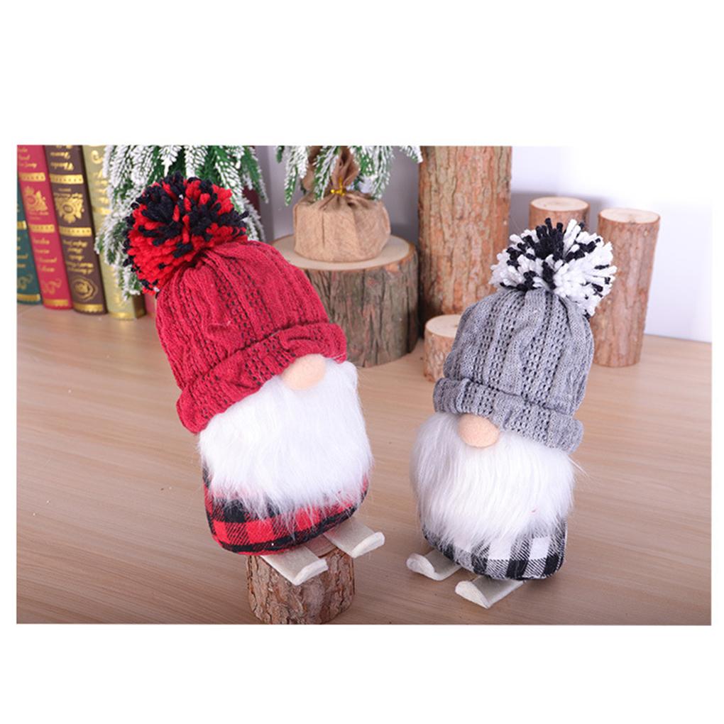 Christmas Gnome Doll Holiday Party Supplies Adorable Bright Color Skiing Faceless Dolls Tabletop Decoration Scene Layout Prop
