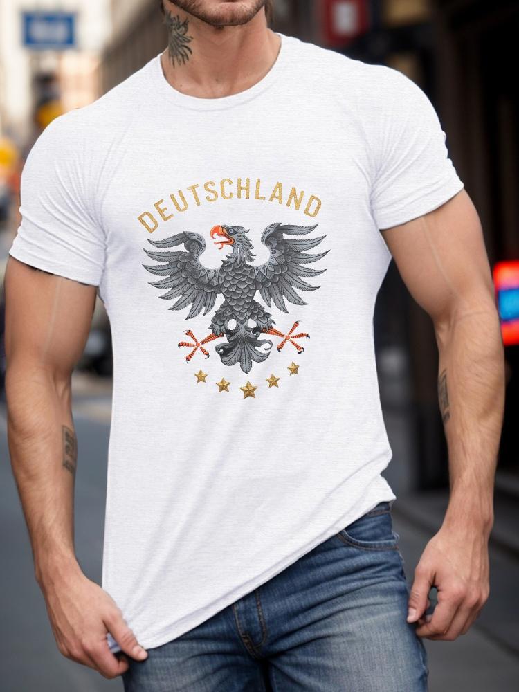 

Germany Eagle pattern design 100 cotton summer Oneck short sleeve casual printed mens Tshirt S