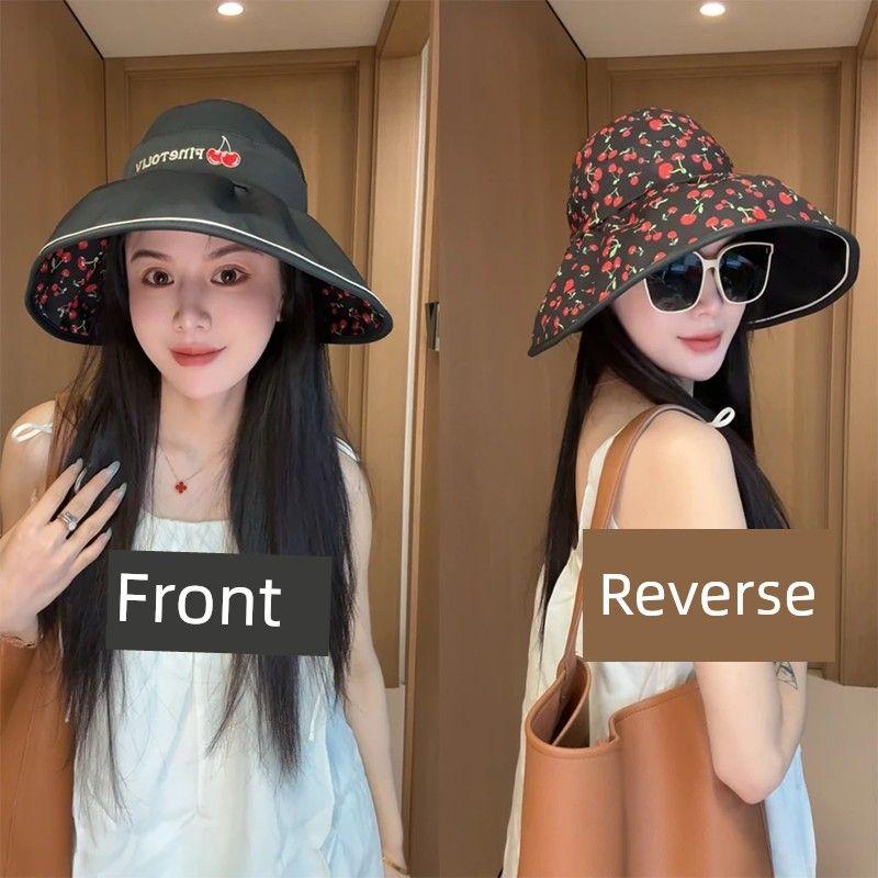 

Весна/Лето 2025 Новое поступление Двусторонний Дышащий Топ Шляпа-панама Защита от солнца для улицы Защита от УФ-лучей Складная Хвост Black [double-sided can be worn]]