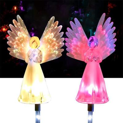 Colorful Gradient Solar Led Ground Plug Lights Fiber Optic Angel Solar Lights Lawn Lights Lighting Outdoor Landscape Lights