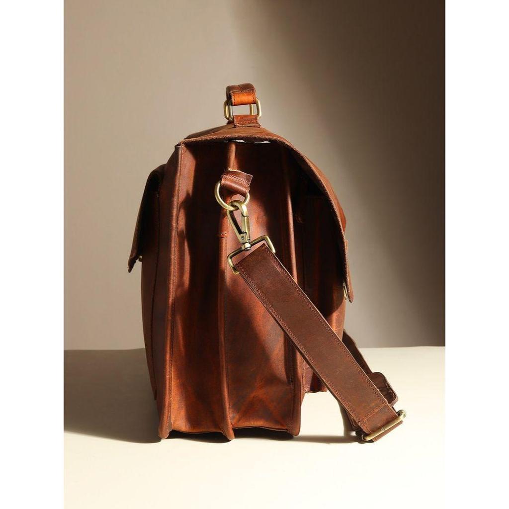 Leather Laptop Bag: Handmade Full-Grain Leather Briefcase