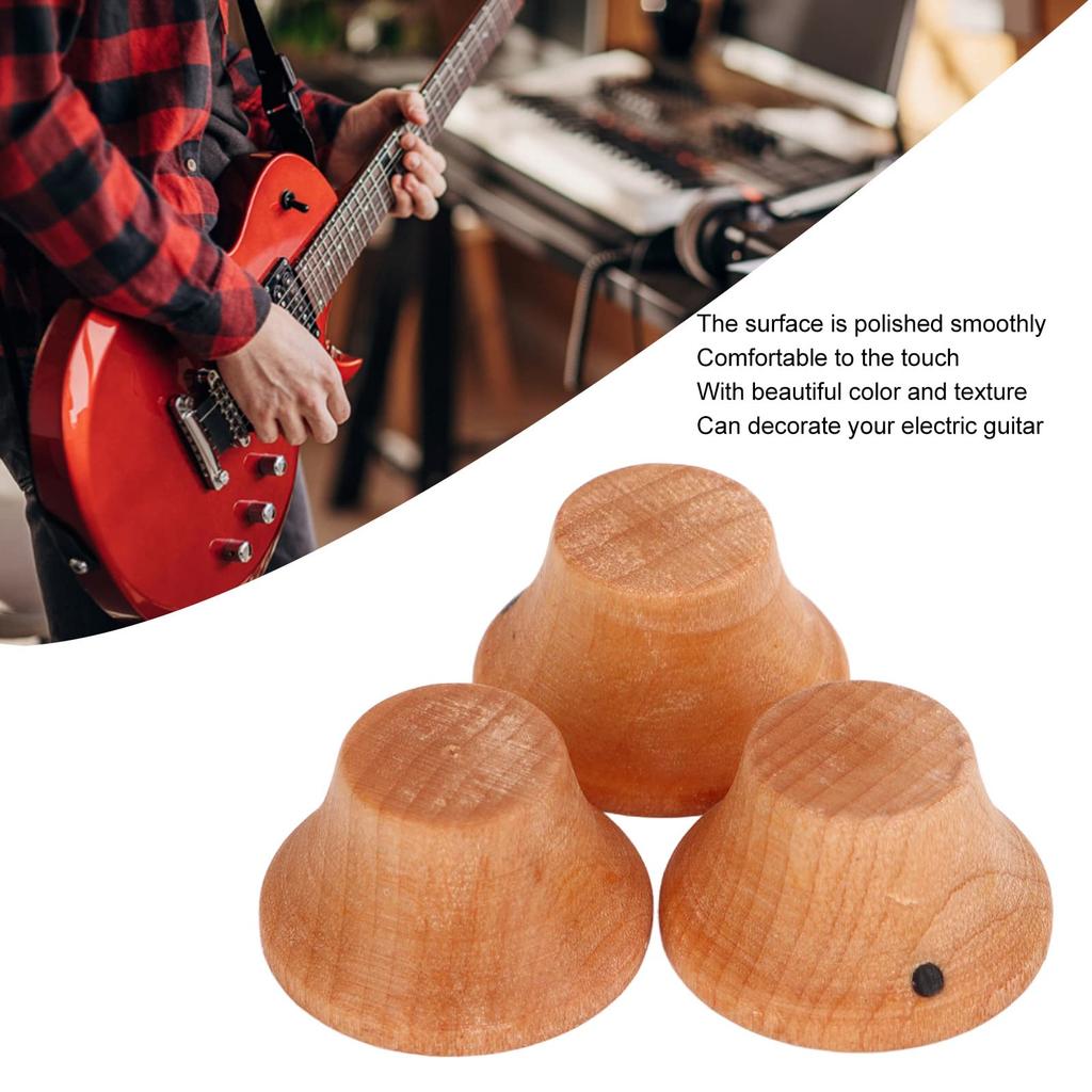 3 Pieces Electric Guitar Knobs, Wooden Guitar Volume Control Knobs, Professional Accessories (Maple)