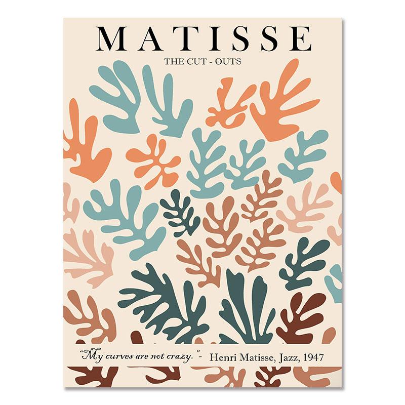 Abstract Matisse Poster Colourful Boho Flower Leaves Canvas Painting Henri Coral Wall Art Prints Living Room Home Decoration