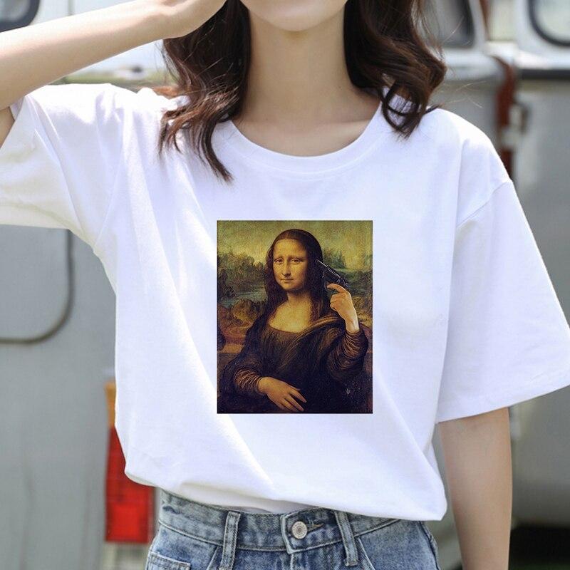 Mona Lisa Oil Painting Women T-Shirts 