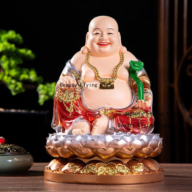 Harz Maitreya Buddha Statue Chinesischer Stil Buddha Statue Ornament Haushalt Verehrte Statue Heimdekoration Wohnzimmer Dekoration