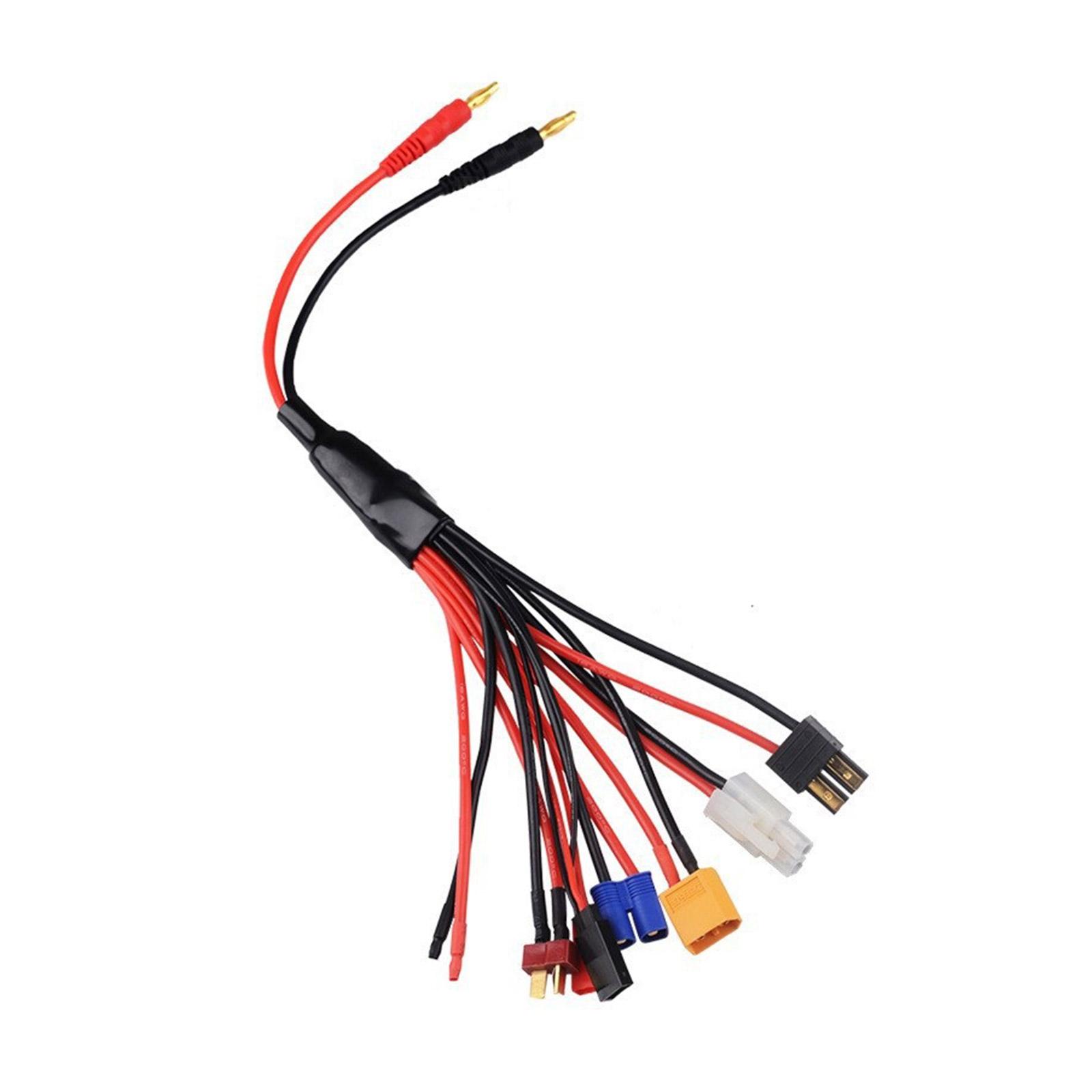 

Lipo Батарея Адаптер Зарядний пристрій Роз’єм Спліттер Провід 8 в 1 Перетворення кабелю на 4,0-мм банановий штекер Провідний кабель