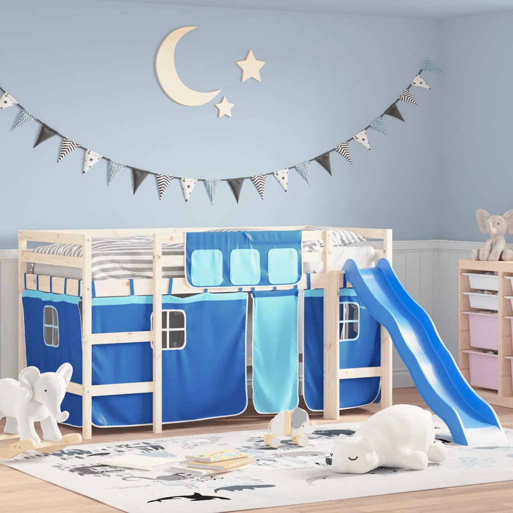 Vidaxl Cortinas Para Cama En Altillo, Azules, Poliéster