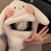Women's Winter Rabbit Plush Hat, Scarf & Gloves Set - Cute, Thick, and Windproof.