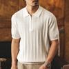 Jie Lei Nuo Men's Premium Jacquard Half-Zip Knit Polo Shirt
