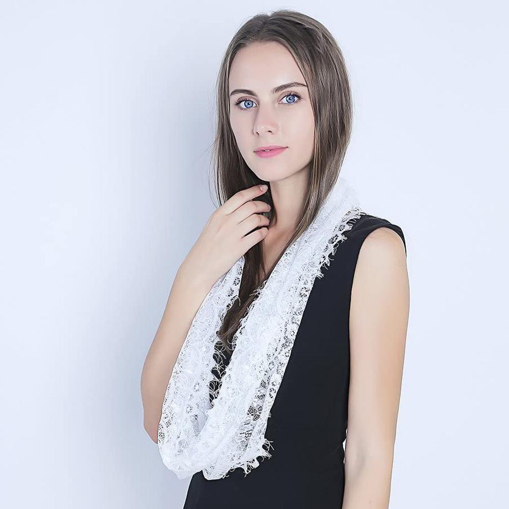 Women Infinity Scarf Lady Mantilla Lace Catholic Veil Elegant Church Veil Head Covering Latin Mass Wedding Bridal Shawl Black