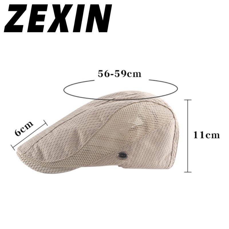 ZEXIN Mesh Beret Hat Men's Summer Outdoor Sunscreen Sun Hat Light Breathable Duck Tongue Cap Female Fashion Casual Cool Cap