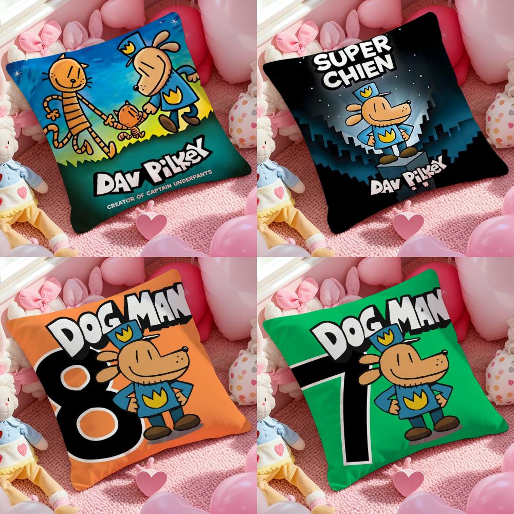 Comic Cartoon Dogmans Pillow Case Soft Plush Fabric Double-Sided Printed Cushion Cover Warm Winter Sofa Pillow Case