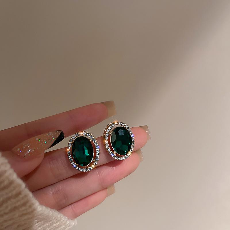 Exquisite Silver Needle Rhinestone Earrings for Women - Korean Retro Palace Style