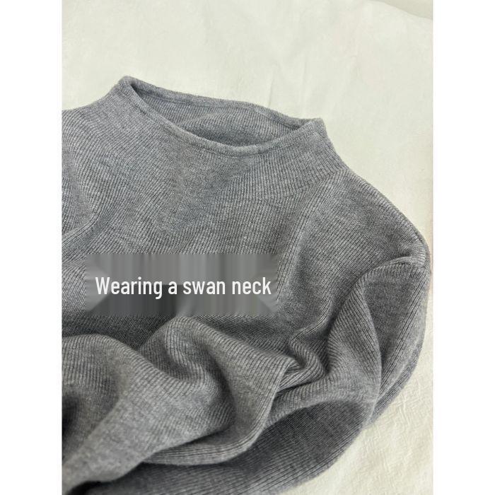 Korean Style Women's Slim Fit Semi-High Neck Sweater - Soft, Glutinous Knit Pullover for Autumn & Winter