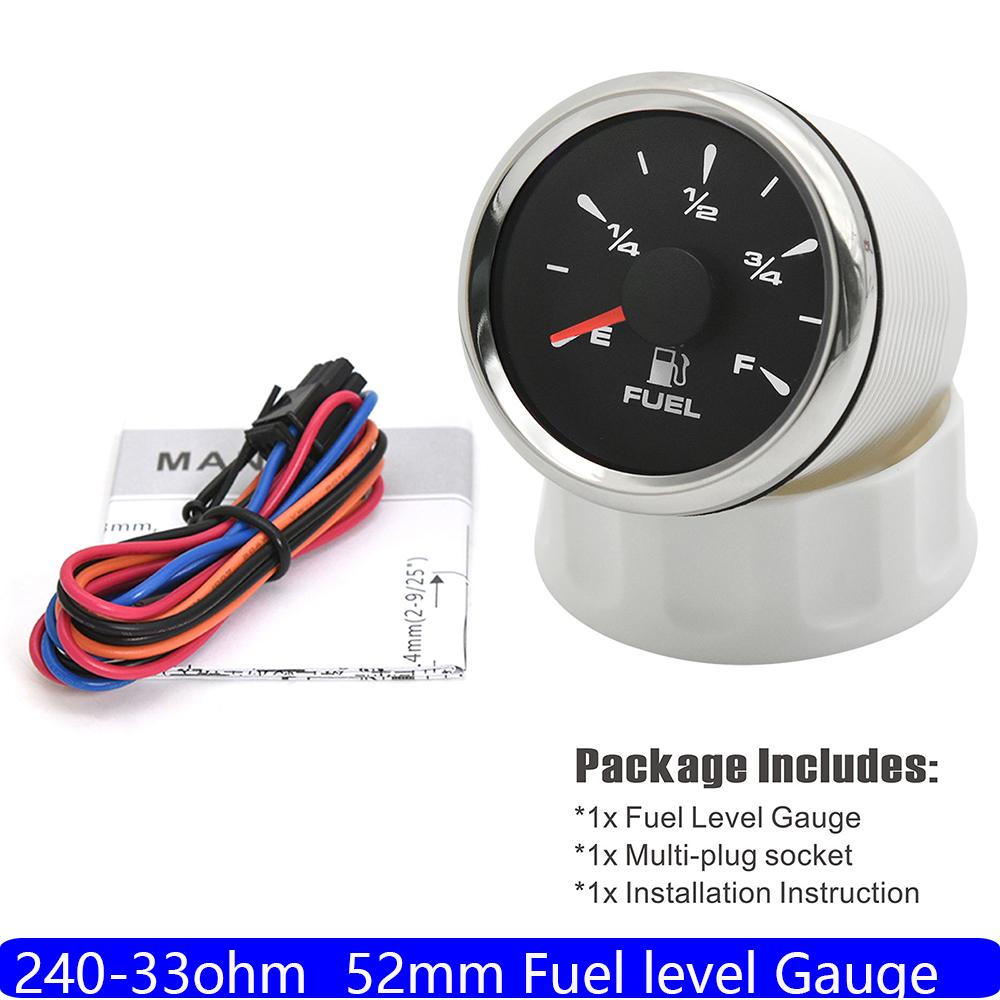 Universal Auto Car 52MM Fuel Level Gauge 8 Color Light 0-190 Ohm Pointer Oil Tank Meter 240-33 Ohm Waterproof 12V 24V Custom