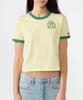CHAMPION Women'S Sports Team Logo Cropped Ringer T-Shirt Yellow