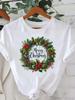 (Asian Size) star tree happy new year Tee merry Christmas festival O-neck Clothing Women's Top T Print Fashion ladies Graphic T-shirts