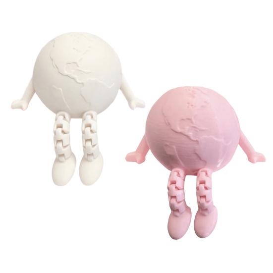 3D Printed Articulated Earth Figurine, Flexible Poseable Earth Buddy Statue, Cute Fidget Ornament, Matte Smooth Decor for Home Office Desk Car,