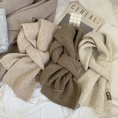 Korea Kaschmirschal Damen Herbst Winter Mode Beliebt Gestrickt Dick Warm Weich Schal Büro Dame Elegant Weiblich Stola