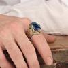 1Pc Fashionable and Simple High-end Two-color Jewelry Engraving Pattern Tourmaline Devil Inlaid Synthetic Zircon Ring