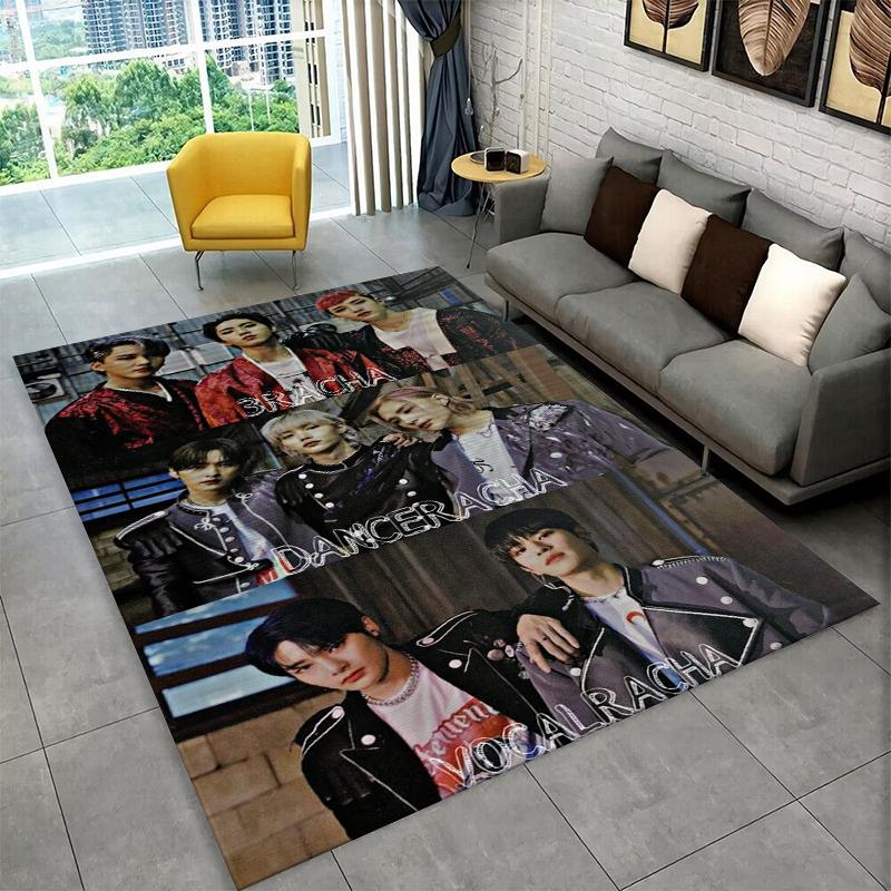 Kpop Stray Kids Music Star Carpet Rug for Playroom Bedroom Living Room Sofa Home Decor,kid Area Rug Non-slip Floor Mat Gift