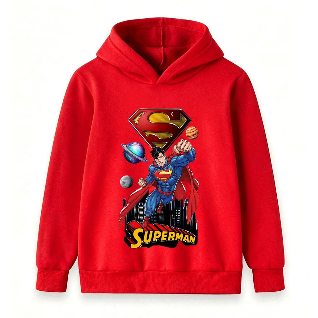 Kids Boys Girls Long Sleeve Hoodie Super Hero Print Casual Pullover Sweatshirt for Children Daily Wear