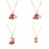 Socks Christmas Rhinestone Necklace Santa Claus Xmas Clavicle Chain Cartoon Pendant Bracelet  Gift