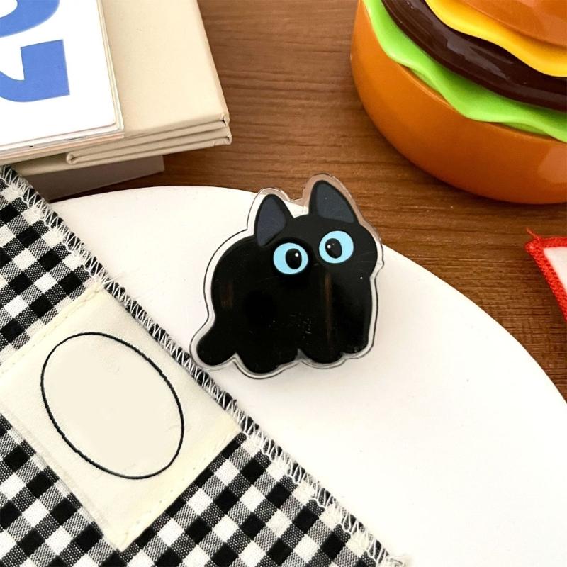 Acrylic Bag Closures with Black Character Artwork, Set of 8 Small Pieces for Kitchen Storage, Treat Bags, Seasoning Packets, and Drawer Order