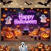 Happy Halloween Party Decoration Background Pumpkin Bat Moon Spider Web Cute Ghost Backdrop Trick or Treat Banner Holiday Decor102