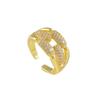 Elegant Copper Zirconia Open Ring: Wide Band Exquisite Couple Style for Festivals.