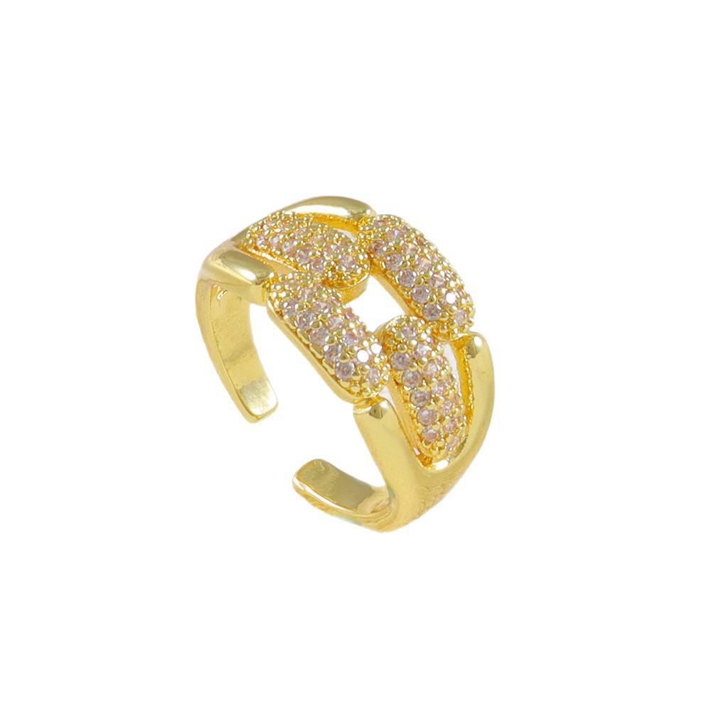 Elegant Copper Zirconia Open Ring: Wide Band Exquisite Couple Style for Festivals.