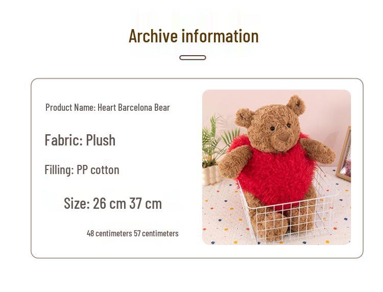 Barcelona Bear Plush Toy - Valentine's Day Gift for Girlfriend