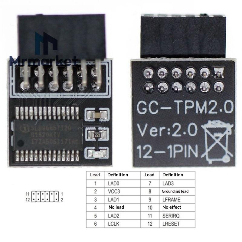 TPM Security Module TPM Remote Card Encryption Security Module Supports 12 14 18 20 Pins Compatible With Win11