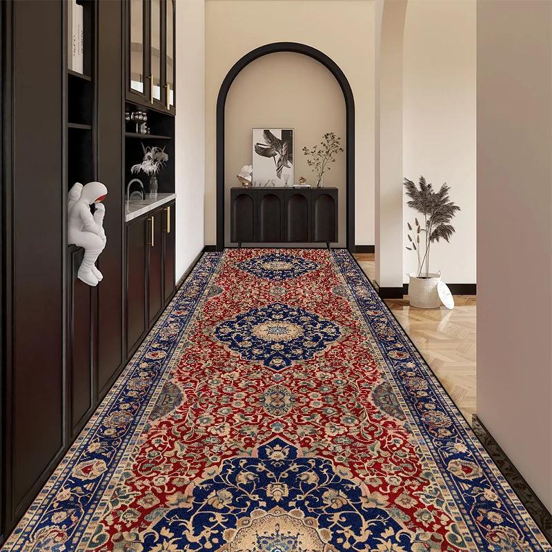 Bohemian Red Long Corridor Carpet Luxury Persia Decoration Hallway Rug Non-slip Easy Cleaning Floor Mat Stairway Runners Carpets