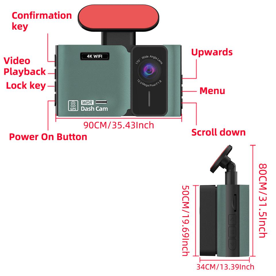 E-ACE 4K Dash Cam 2.5K Rear View Camera Dual Lens Dual Channel Car Dvr Support WIFI GPS Night Vision Loop Recording Black Box