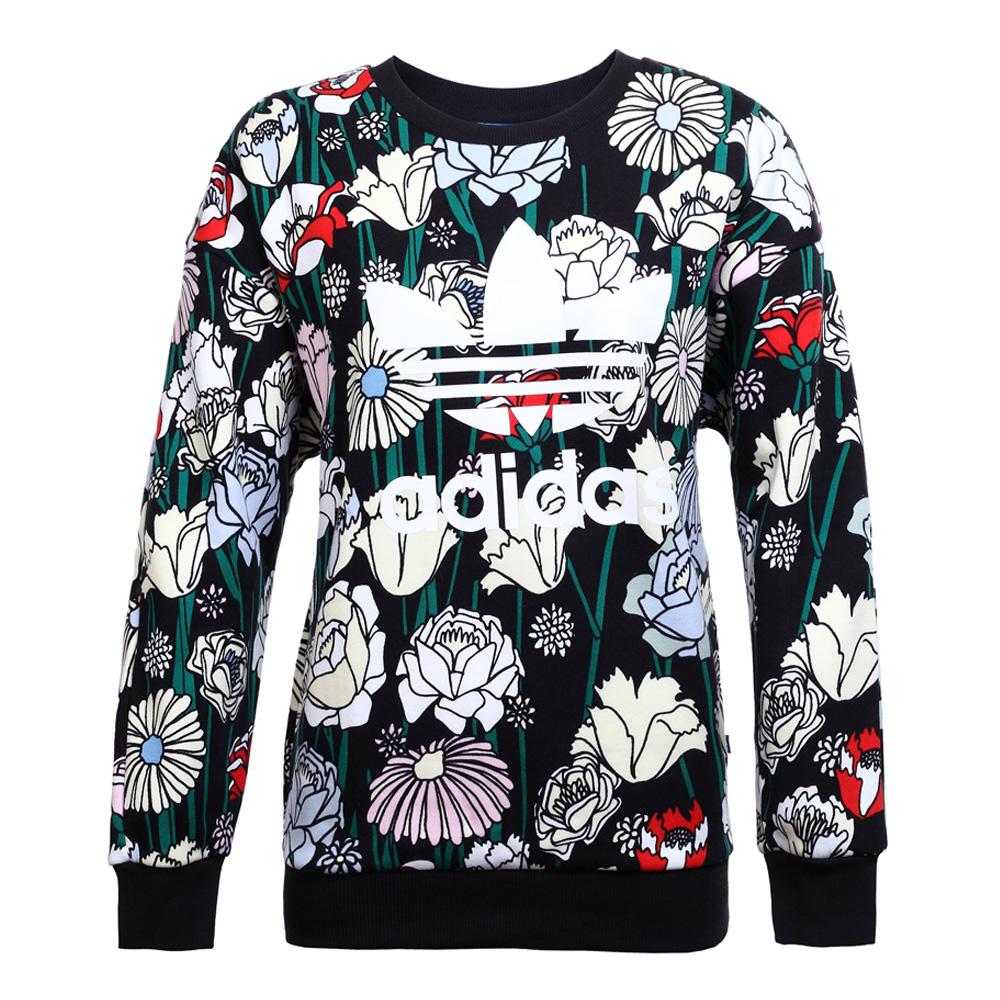 adidas Originals Women s Floral Print Crewneck Sweatshirt Black B36939 S