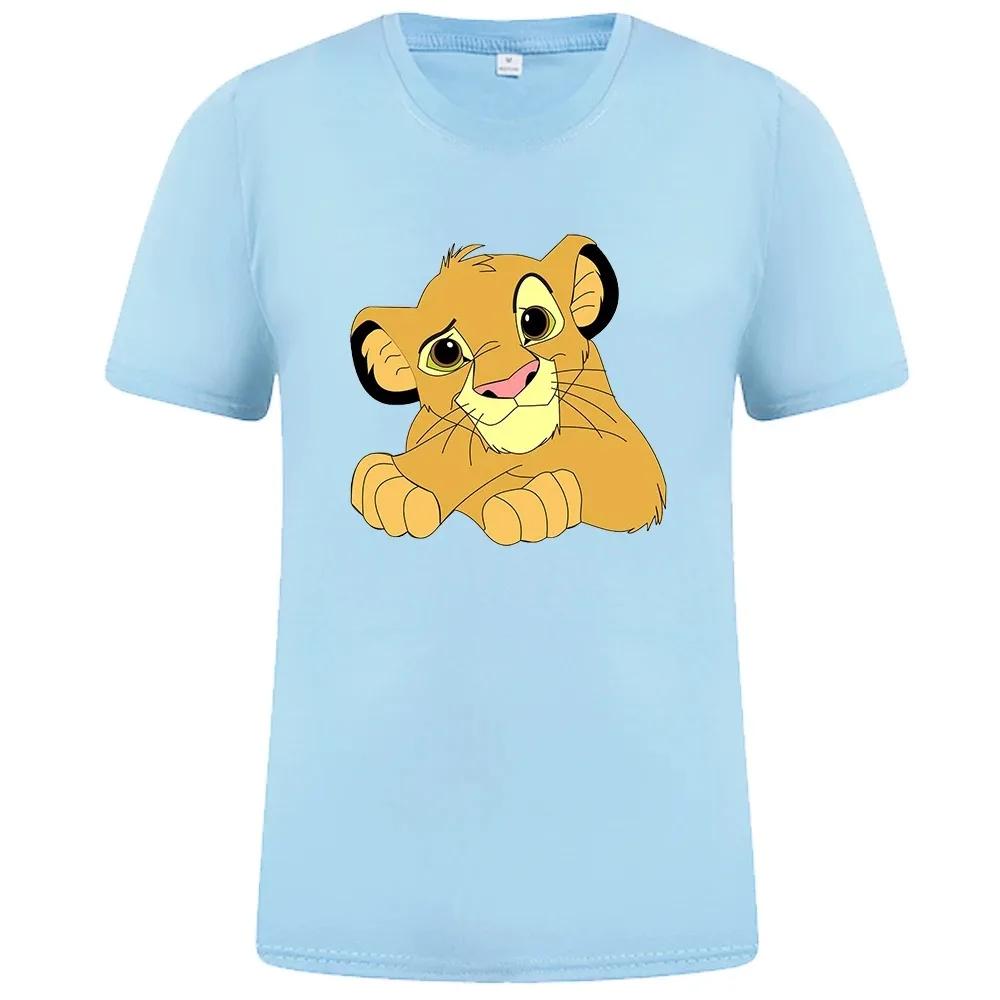 The Lion King Simba Funny Tee Shirt Mens Casual Loose Harajuku T Shirts Cotton Cartoon Print T-Shirt Disney Anime Men Tops
