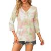 Women's V Neck 3/4 Sleeve Tops Casual T Shirts Basic Summer Tees Loose Fit Fall Pullover Tunic