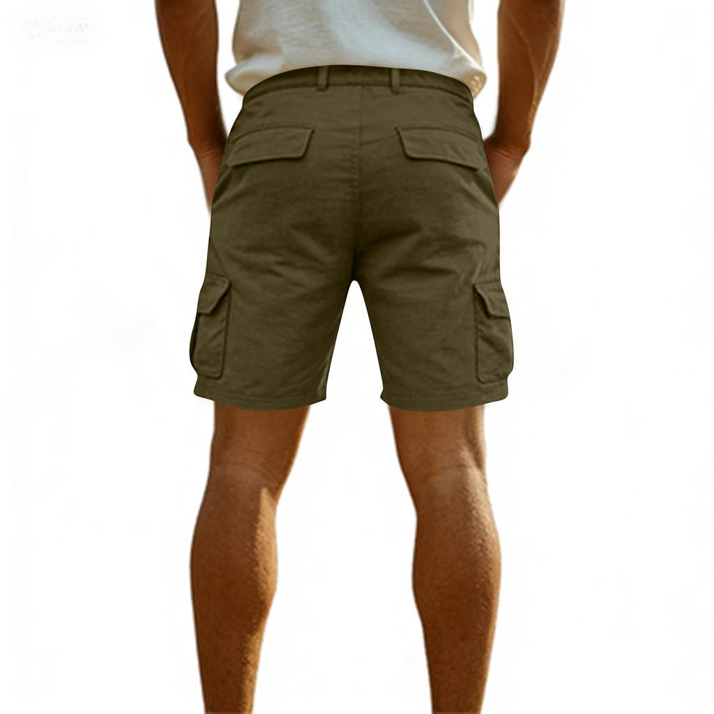 Men's Multi-pocket Work Pants Straight Five-inch Pants