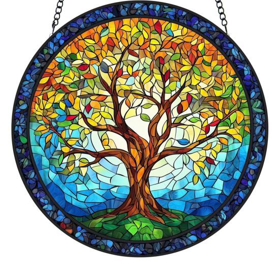 Gekleurd Glas Raam Hangdecoratie Rond Zonenvanger Paneel Huis Kantoor Woonkamer Tuin Binnenplaats Venster Hangend Ornament