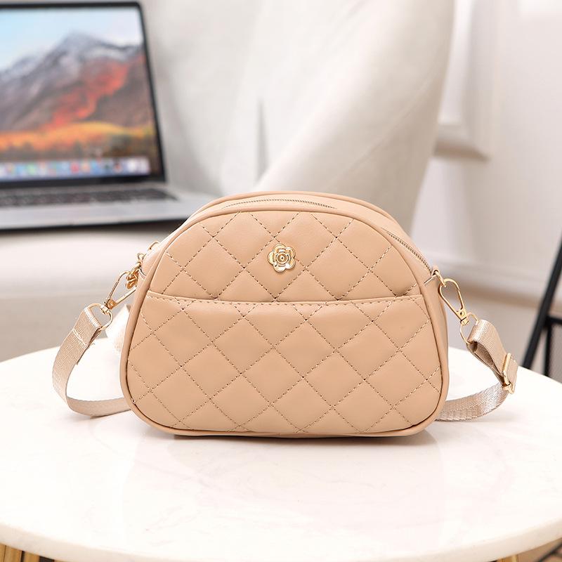 

Милая сумка-ракушка с цветком, женская сумка на плечо с вышитыми ромбами, передний карман для хранения мелочей, сумка для мобильного телефона абрикосовый