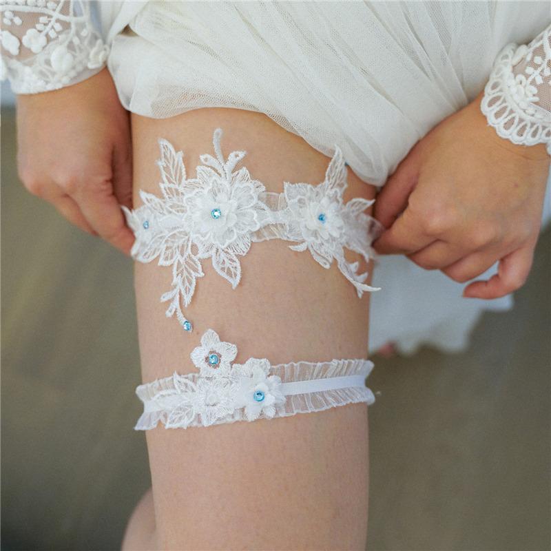 Sexy Fashion Lingerie Wedding Garter Belt Bride Cosplay Party Accessories Bowknot Flower Lace Elastic Leg Ring Bridal Leg Garter