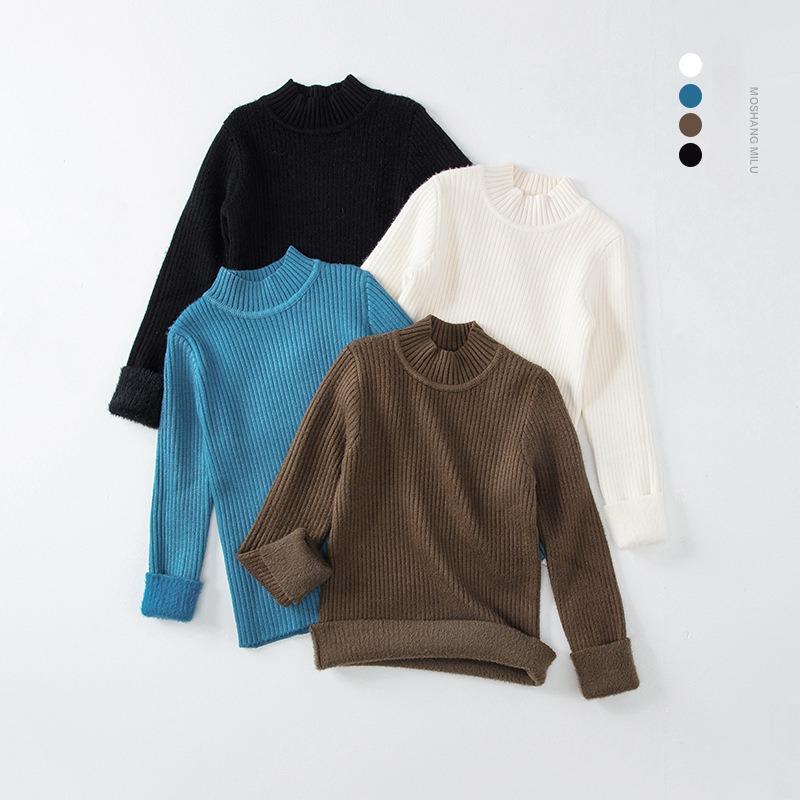 Kids Sweater Autumn Winter O-neck Fleece Thick Warm Kintwear Tops for Boys Casual All-match 2-13 Years Children Pullovers