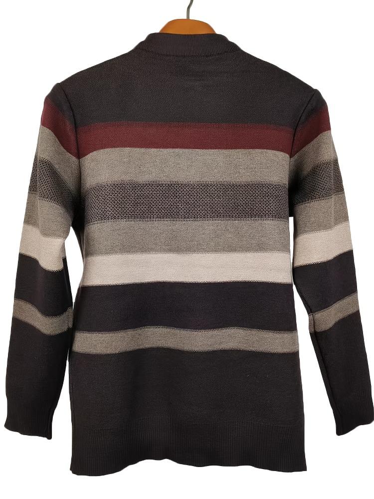All Match Knitted Color Block Sweater, Men's Casual Warm High Stretch Crew Neck Pullover Sweater For Men Fall Winter