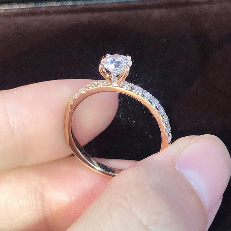 925 Silber Hochzeit Verlobungsring für Damen Weiblich Romantisch Freundin Geburtstagsgeschenk Mode Kristall Zirkon Schmuck