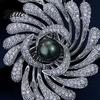 Irregular Design Lapel Pin Women Brooch Rhinestones Imitation Pearl Inlay