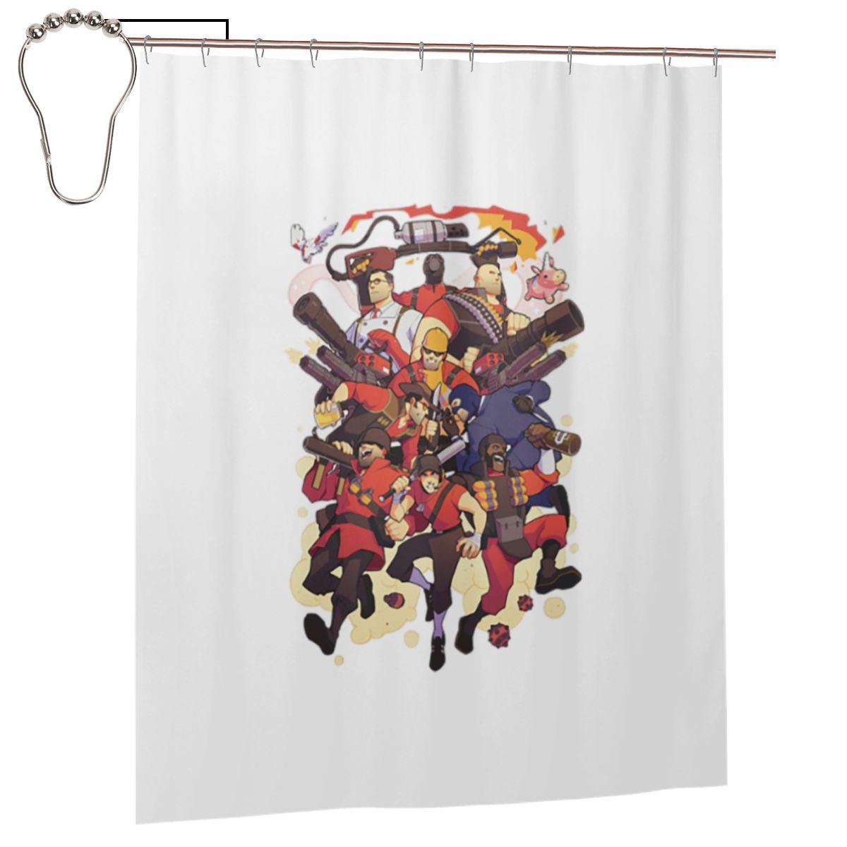 

Team Fortress 2 Shower Curtain Bathroom Polyester Waterproof Bath Curtains With Hooks W60H190(CM)-1 Pcs