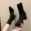 Fashion Woman Knitted Ankle Boots 2025 Autumn Winter Women‘s Casual Low Heel Pumps Ladies Outside Shoes Female Casual Chelsea Boots