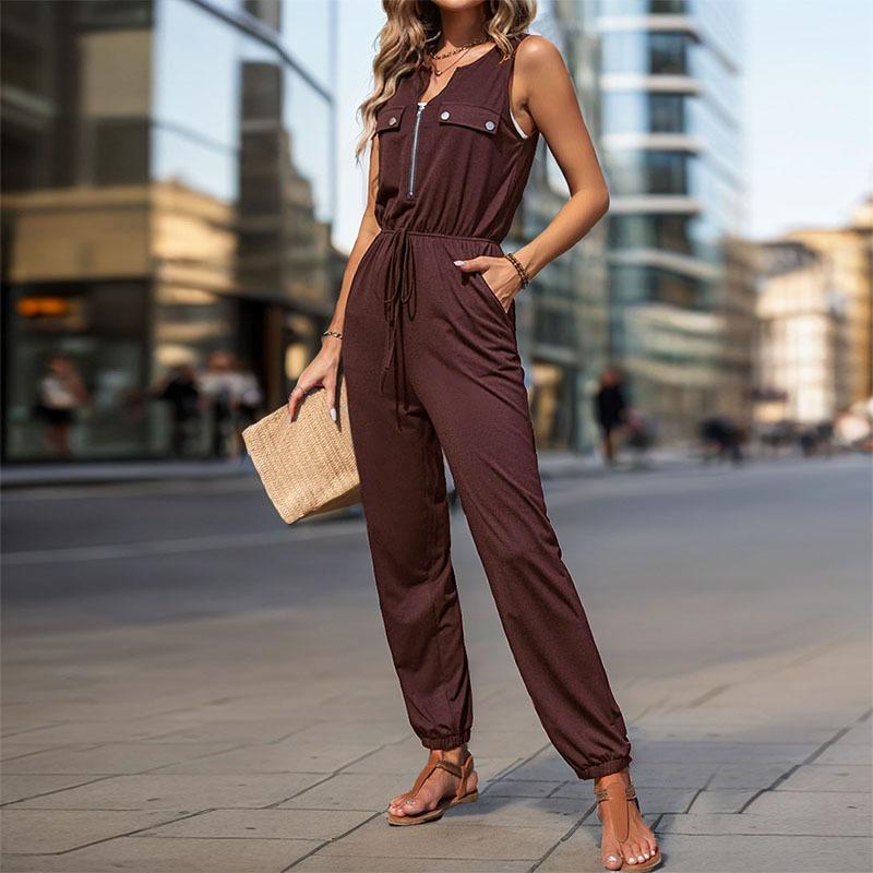 Women's Summer Jumpsuit Trousers Casual Party Hundred Black Sleeveless Jumpsuit